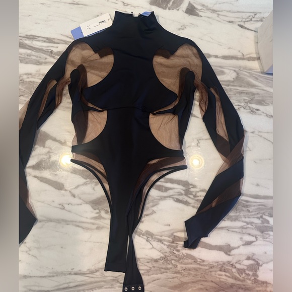 MUGLER
Jersey & tulle high neck bodysuit - Picture 4 of 11